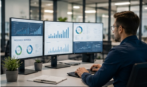Equipo ejecutivo en sala de juntas revisando indicadores y estrategia empresarial